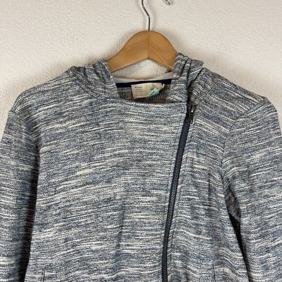 Anthropologie Saturday Sunday Moto Jacket Womens Small Blue Hooded Knit Full Zip - Picture 4 of 11
